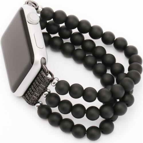 Luxury Hematit Bright Bead Elastic Bracelet Belt For Apple Watch Band 38/40mm 42/44mm Watchbands iWatch Strap Series 2 3 4 5 6SE