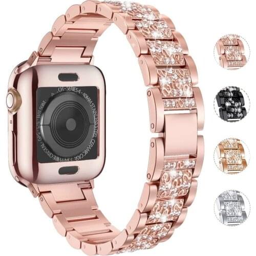 Bling Bling Stainless steel Strap For Apple watch 5 4 3 2 band 42mm 38mm iwatch band 44mm 40mm metal watch strap bracelet Watch