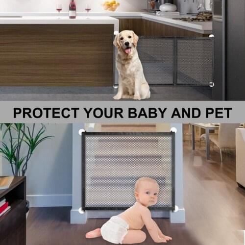 Zipper Mesh Dog Gate Safety Baby Fence Adjustable 3 Sizes Portable Folding Pet Gate for Stairs Doors Pet Supplies