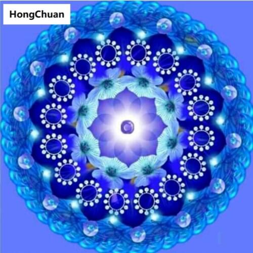 Blue Mandala 5D DIY Square/Round Diamond Painting Mosaic Diamond Cross Embroidery Needlework Home Decoration Mural Gift