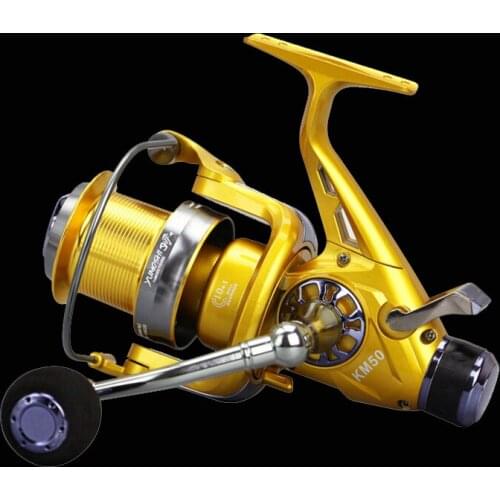 KM Model Post and Pre-Loading Fishing Spinning Reel 5.2:1 Double Drag Carp Feeder Fishing Reel Wheel