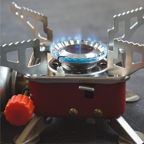 Outdoor Camping Stove Folding Gas Burner Propane-Grill Kitchen-Cylinder Wind Proof Tourist Equipment Lighter High Firepower