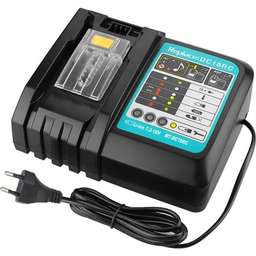 Li-Ion Battery Charger 3A Charging Current For Makita 14.4V 18V Bl1830 Bl1430 Dc18Rc Dc18Ra Power Tool Dc18Rct Charge Eu Plug