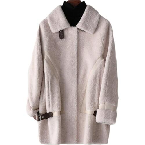 Womens Wool Fur Coat Lapel Long-Sleeved Cold-Resistant Simple Pockets Thickened Warmth Ladies Jackets Fashion Casual Commuting