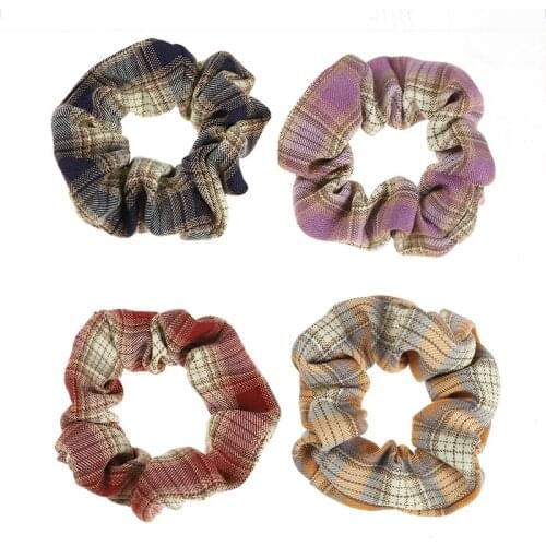 High Quality Thickening Scrunchie Headband Plaid Scrunchies Women Elastic Hair Bands Girls Hair Ties Striped Hair Accessories