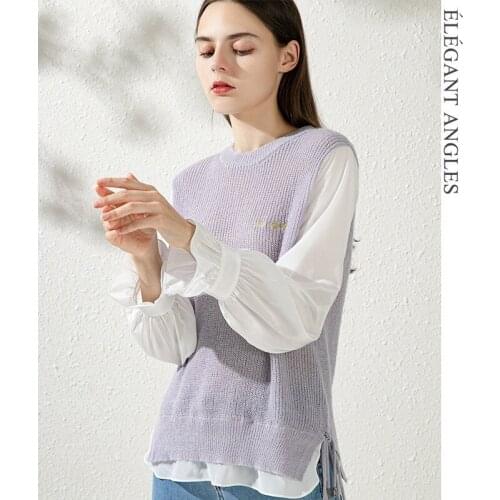 Knitted Sweater 2020 New Autumn Winter Women Mohair Sweater Stitching Fashion European American Loose Jumper Comfortable Young
