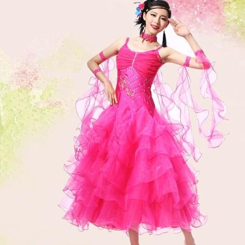 Women Modern Dance Dress Adult 10 colors International Standard Ballroom Dance Performance Dress Female Flamenco Waltz Skirt