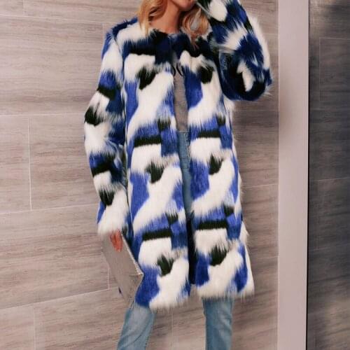 Women Winter Warm Fluffy Faux Fur Coat Colorful Casual Outwear Fake Fur Jacket Thicken Fur Overcoat Pocket Female Clothes