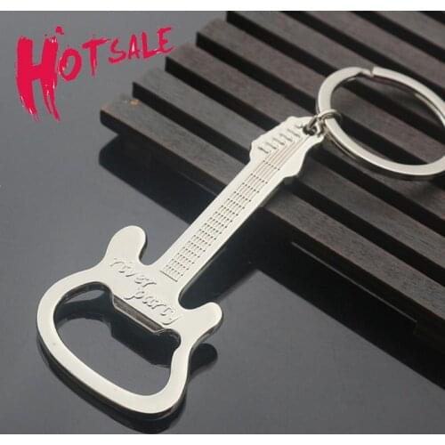 1PC Music Lover Gift Guitar Shape Pendant KeyChains Mans Bottle Beer Opener Key Bag Keyring Rings Holder Kitchen Accessories