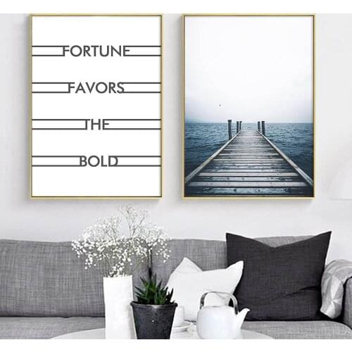 2 Pieces Scandinavian Style Ocean Coastal Wall Art Canvas Painting Sea Landscape Nordic Poster and Prints Motivational Pictur
