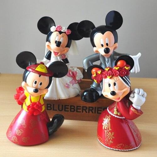 2020 Cartoon 7cm Mickey Mouse& Minnie Marry Action Figures Toys China red wedding presents Dolls Christmas Gifts For Kids