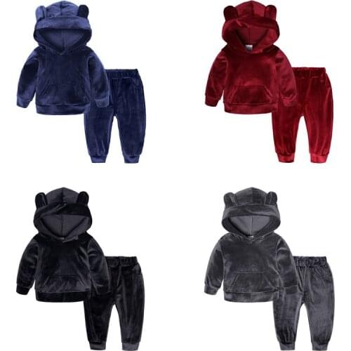 2021 Autumn Spring Baby Boys Clothes Set Long Sleeve Hooded Toddler Girl Sports Tracksuit Costumes Casual Children Clothing Set