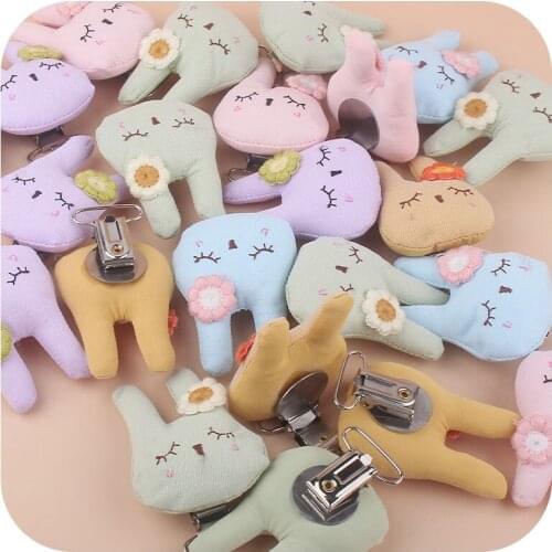 Bunny Teether Metal Clip 3pcs Pacifier Pendant Necklace Clamps Newborn Silicone Teether Holder Accessories Dummy Nipple Clips
