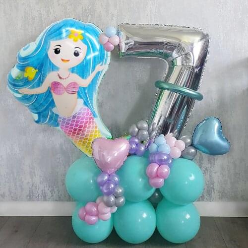 33pcs/lot Blue Mermaid Balloons Baby Shower Girl Latex Ballons Birthday Party Wedding Event Decorations Globos Inflatable Balls