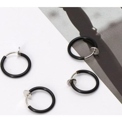 4Pcs Clip on Fake Earrings Hoop Non-pierced Nose Rings Lip Ear Clip Body Jewelry