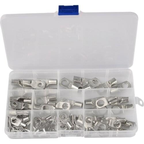 65Pcs Assorted SC6-SC25 Cable Lugs Battery Terminals Set Electric Wire Cable Bare Crimped Soldered Connectors Kit
