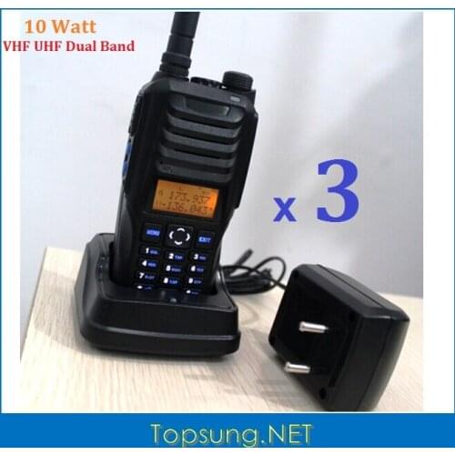 DHL Free 3PCS Dual Band Handheld Radio VHF UHF 10W 10km handy talky dual band 2-way walkie talkies RS589 tri-color LCD