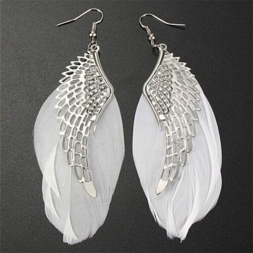 Alloy Angel Wing Feather Dangle Earring Fashion Jewelry Chandelier Drop Long Earrings For Women Gilrs