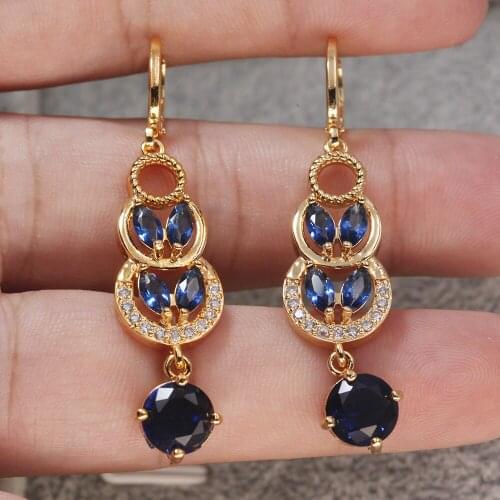 Long drop earrings jewelry for womens earrings waterdrop earrings round zircon Wedding accessories Gift accessorie