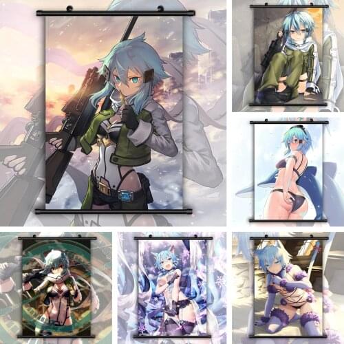 Home Sword Art Online Sinon Asada Anime Japan Decoration Hanging Poster Canvas Wall Art Print Modern Painting Scroll Living Room