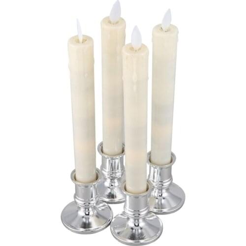 4Pcs Electric Led Candle Flameless Battery Flickering Candle Light Candlelight Dinner Accessories With Removable Gold Bases