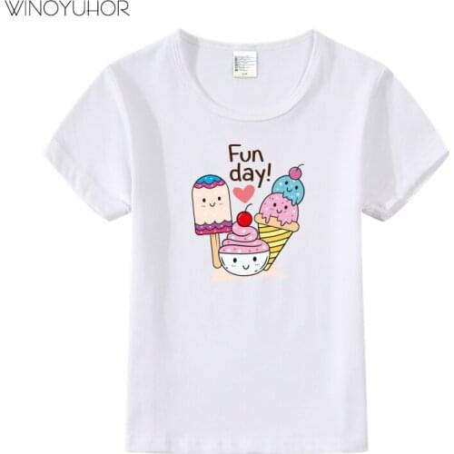 Ice Cream Printed T Shirt Kids Summer Fashion Short Sleeve T Shirts For Boys Girls Casual Tees Children Baby Tops Clothes