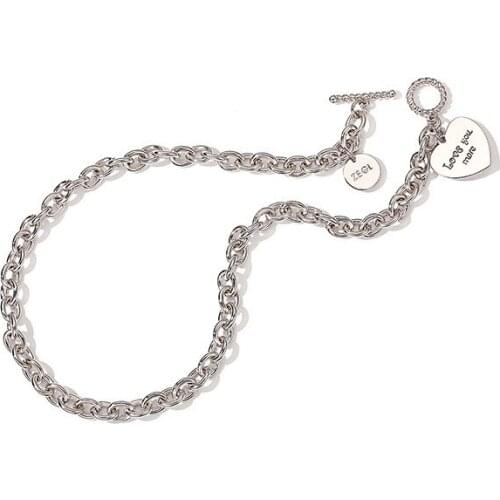 Hip-Hop Punk Thick Chain Around Licensing Heart Type Pendant Necklace Choker Clavicle Chain Punk Party Men And Women