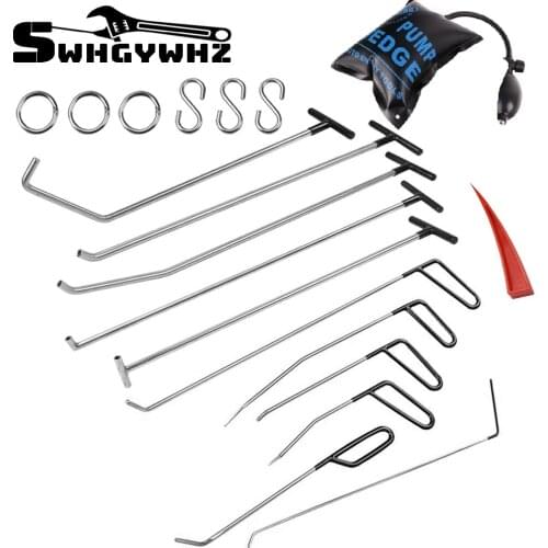 19pcs/Set Removal Tools Hook Tools Push Rod Black Car Crowbar Paintless Dent Repair Tools tap down S hooks Ding Hail Puller