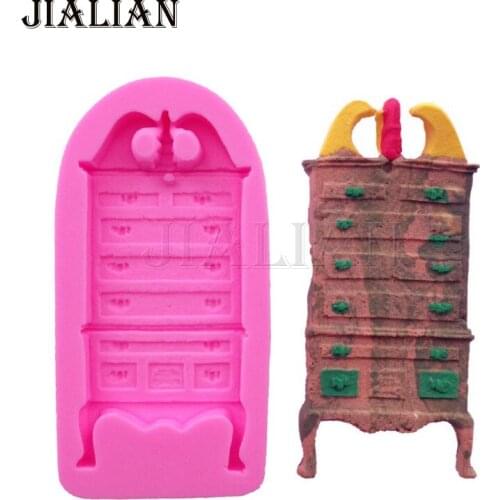 DIY Wardrobe Chest Drawers Fondant Silicone Mold Chocolate Fondant Cake Baking Tools used to easily create poured sugar T-0878