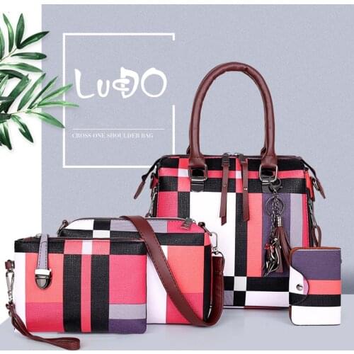 Designer Luxury Handbags Composite Bag Set Brand Plaid Tassel Women Bags 4 Pieces Purses And Handbags Wallets Purse Key Bag Sac