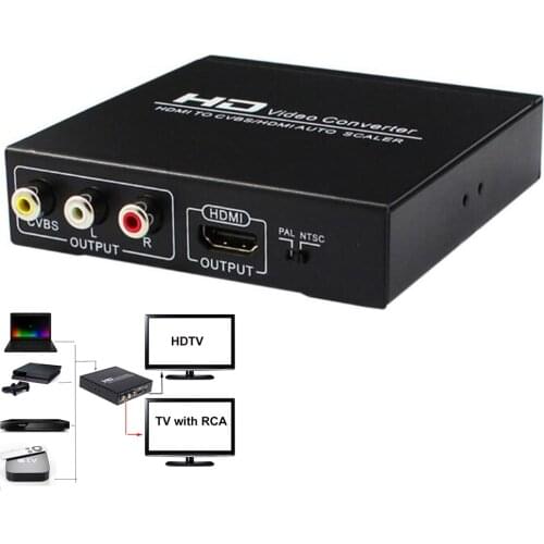 HDMI to AV RCA HDMI 1080P Converter Scaler splitter for PS4 Apple TV DVD STB (HDMI&RCA output simultaneously supported)