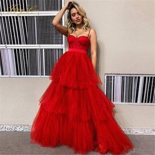 Red Evening Dress Tiered Long Corset Gown Tiered Long Formal Dress Straps Sweetheart Boned Foraml Dress A line Prom Dress Layers