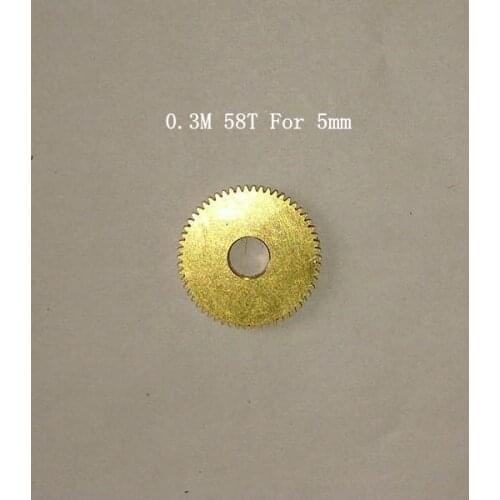 Copper gear 0.3 Modulus 58 teeth 0.3M 58T outside diameter 18MM Hole Diameter 5mm For 5mm