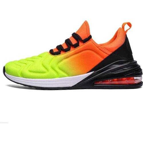 Fashion Fluorescent Green Couple Air Cushion Running Shoes Height Increasing Sports Jogging Shoes Men Women Tenis Sneakers 36-46