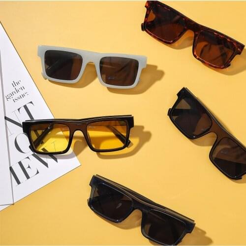 Fashion rectangle sunglasses women men 2021 uv400 black yellow blue leopard outdoor shopping shade retro oculos de sol feminino