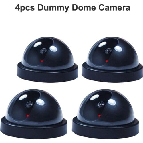 4 PCs Fake Dummy Dome Surveillance Camera Security Camera CCTV w/ Record Flash Light