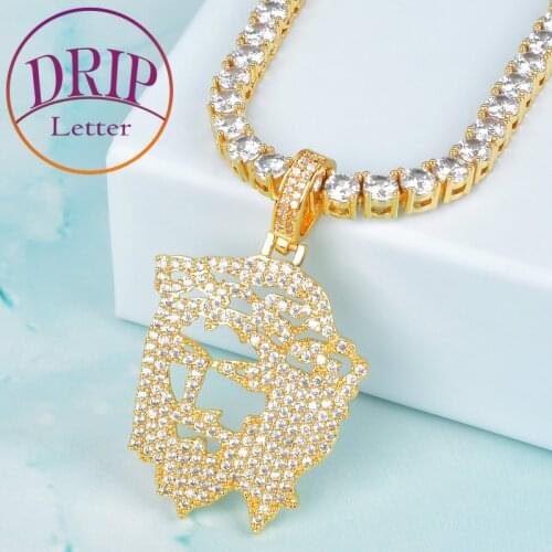 Ghost Jesus Head Pendant Iced Religious Necklace Mens Hip Hop Jewelry