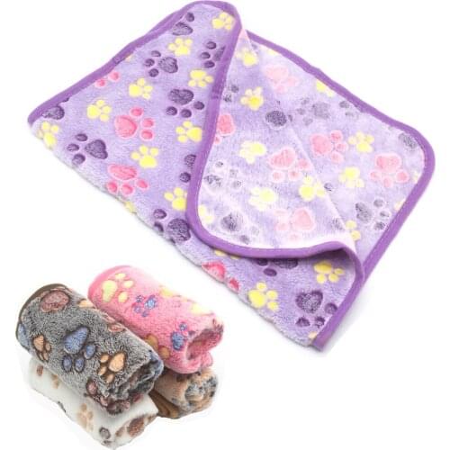 Soft Fluffy Premium Fleece Paw Bone Print Warm Flannel Pet Blankets Super Throw for Dog Puppy Cat Pets Accessories