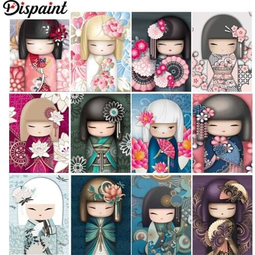 Dispaint Full Square/Round Drill 5D DIY Diamond Painting "Cartoon girl flower" 3D Embroidery Cross Stitch 5D Home Decor Gift