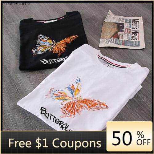 New Products Summer Exquisite Butterfly Thorn Mens Cotton Short-sleeved T-shirt Loose Trendy Mens Bottoming Shirt T Shirts Men