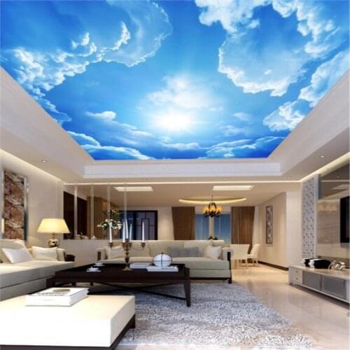Beibehang Custom Simple Modern Clouds sky sun Ceiling Wallpaper 3d Mural European Living Room Hotel Ceiling 3d wallpaper