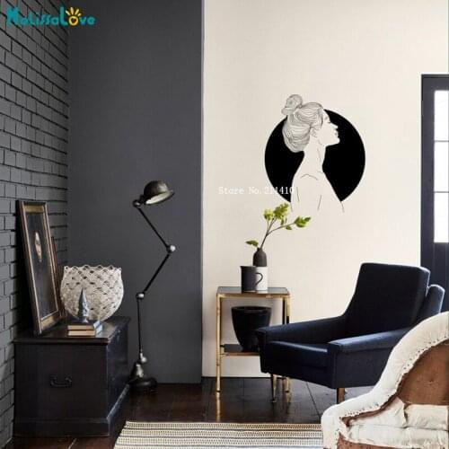 Negative Space Line Drawing Girl Woman Modern Art Removable Wall Sticker Decals Minimal Line Interior Design YT5708
