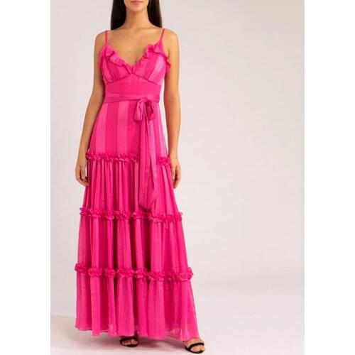 Baldauren Simple and sexy vacation style 2021 summer personalized sling small lace splicing high waist big swing long dress