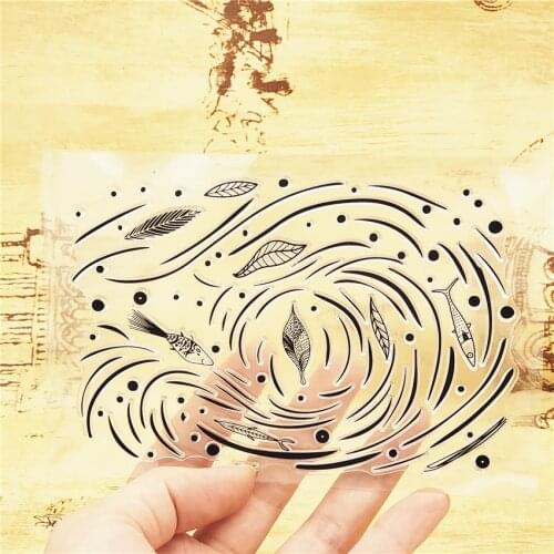 11*16CM Water Stream Fish Transparent Clear Stamps / Silicone Seals Roller Stamp For DIY Scrapbooking Photo Album/Card Making