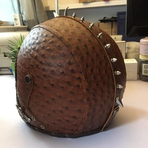 Handmade personality retro motorcycle helmet bullet barbed helmet heavy motorcycle cruise leather helmet with nails