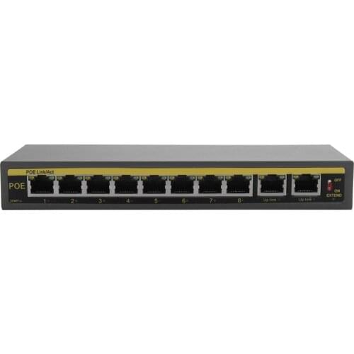 Hamrolte POE Switch 8CH IEEE802.3af 10/100Mbps Smart POE Switch For IP Camera NVR Security System Power Over Ethernet Max 250M