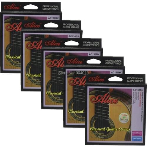5Sets Alice Classical Guitar Concert Strings Hard Tension Black Nylon Copper Winding Anti-Rust Coating AC136BKH