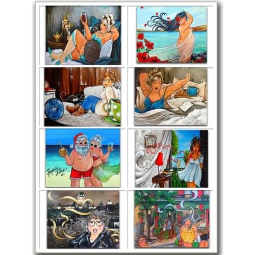 Fat lady 5D DIY Diamond painting Cross stitch Comic Full round Diamond embroidery girl set full square 3D Diamond mosaic Cartoon