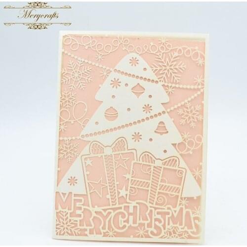 Party products laser cut Christmas tree wedding decoration invitation card with blank inside card and envelope