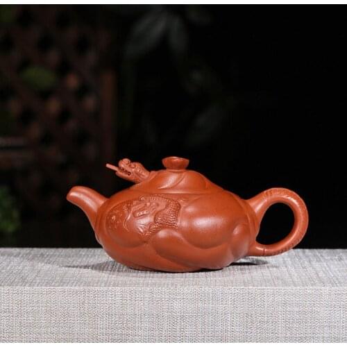 Yixing recommended pure manual famous ore kung fu dragon fish 230 cc pot teapot tea quality goods